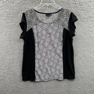 Worthington Womens Top Extra Large Petite Black‎ Pullover Short Sleeve Shirt